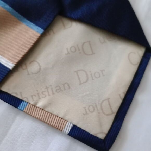 Christian Dior  Cravates Silk Tie Navy Geometric Paris/New York - Picture 3 of 4